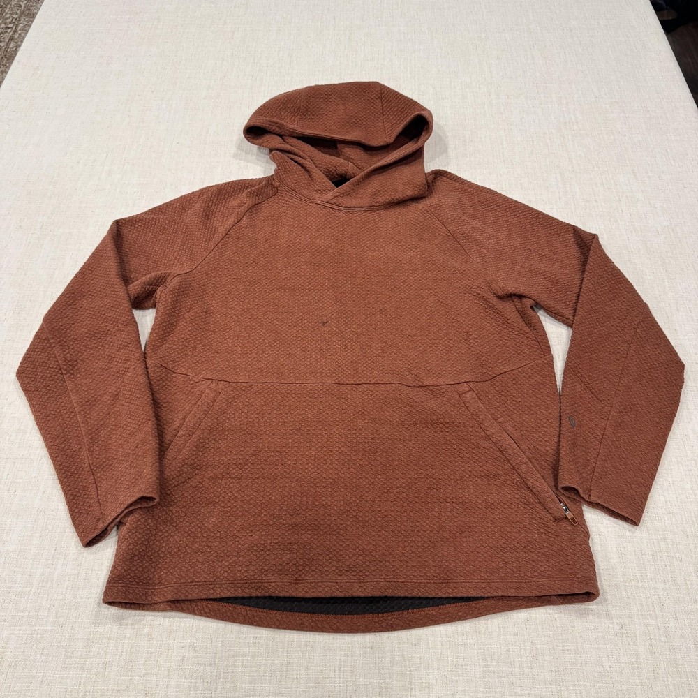 Lululemon Hoodie Mens Medium Orange Rust At Ease Textured Pullover
